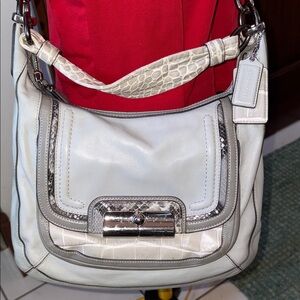 Coach  Kristin satchel  shoulder/Crossbody bag  Leather light/Med. Gray/Animal